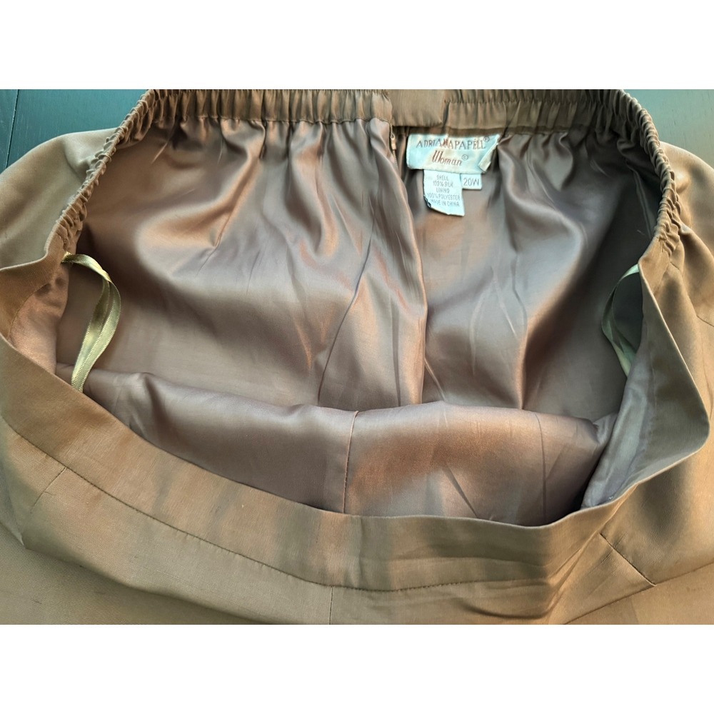Adrianna Papell 2-PC 100% Silk Pant Set Womens Brown Size 20W Wedding Holiday - Picture 9 of 14